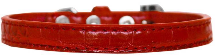 Wichita Plain Croc Dog Collar Red Size 10